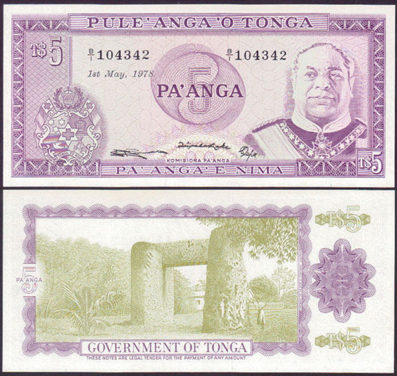 1978 Tonga 5 Pa'anga (Unc) L002067